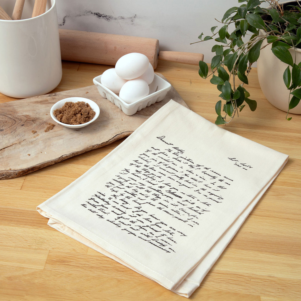 Natural Letter Tea Towel
