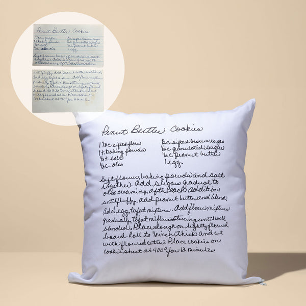 White Recipe Decorative Pillow