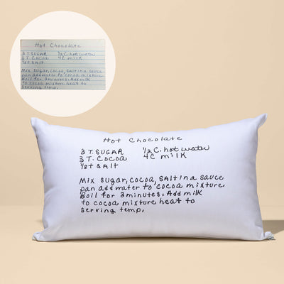 White Canvas Custom Family Recipe Lumbar Pillow