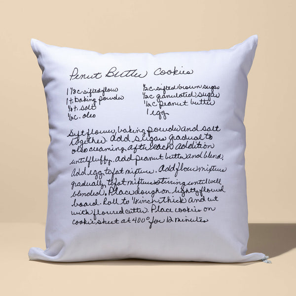 White Recipe Decorative Pillow