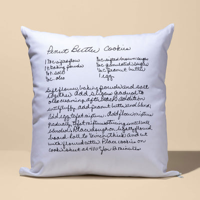 White Canvas Custom Family Recipe Decorative Pillow