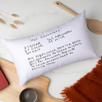 White Canvas Custom Family Recipe Lumbar Pillow