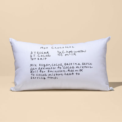 White Canvas Custom Family Recipe Lumbar Pillow