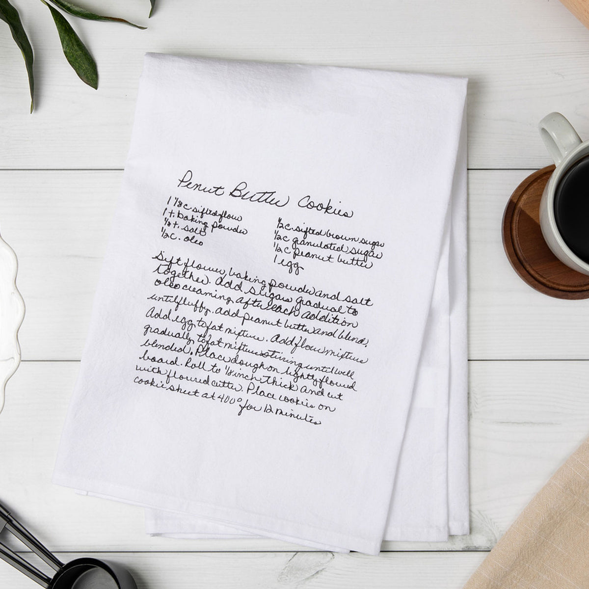 White Recipe Tea Towel