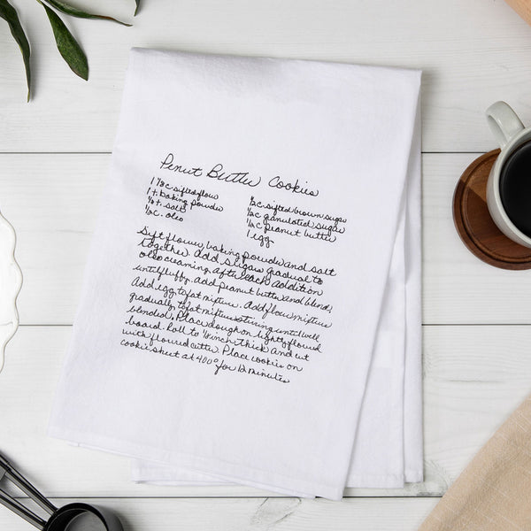 White Recipe Tea Towel