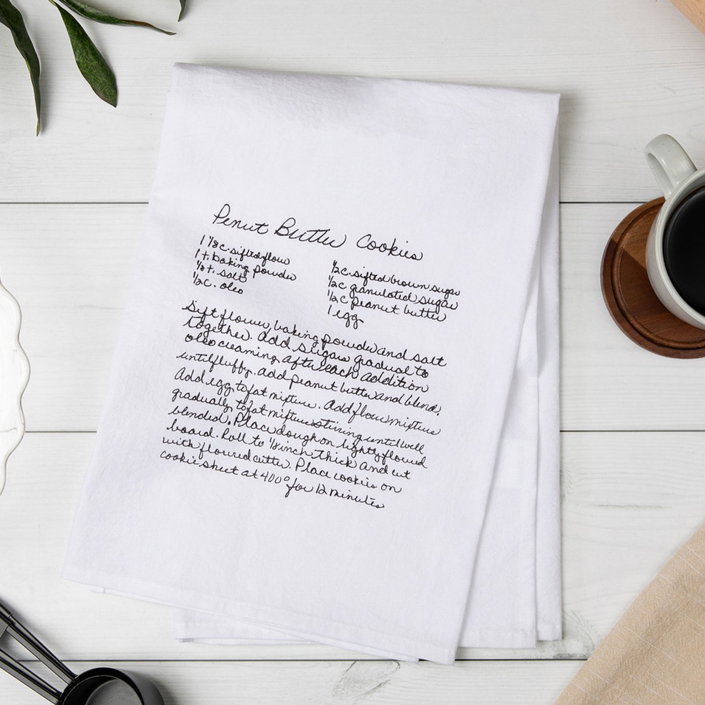 White Cotton Custom Family Recipe Tea Towel