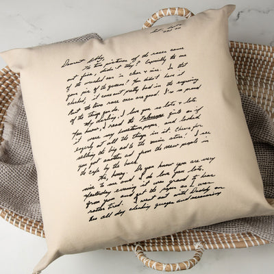 Natural Custom Handwritten Letter Decorative Pillow