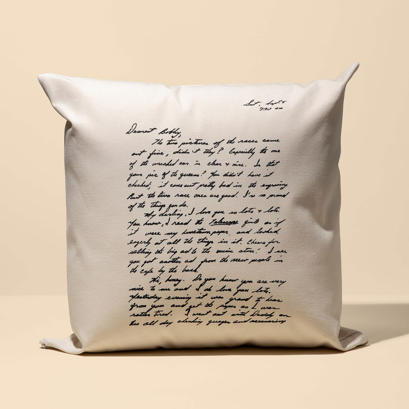 Natural Custom Handwritten Letter Decorative Pillow