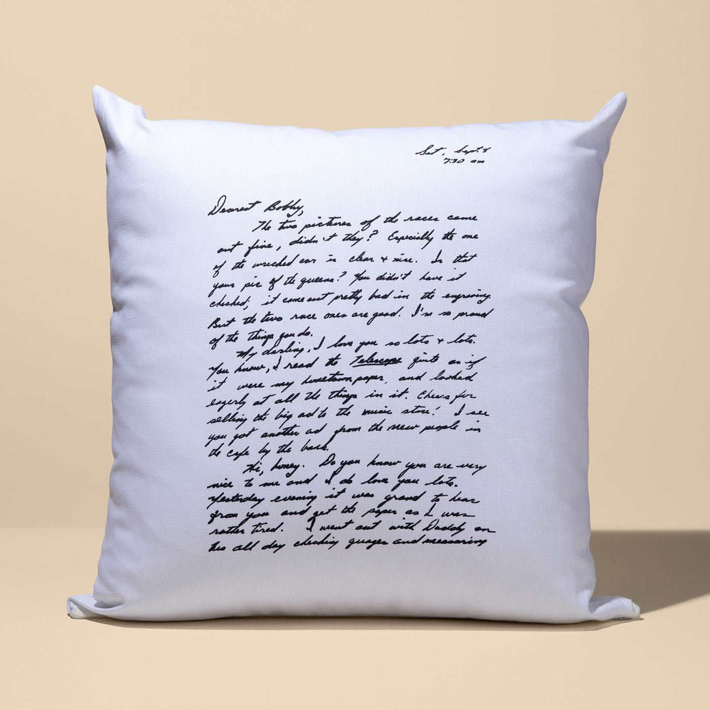 White Custom Handwritten Letter Decorative Pillow