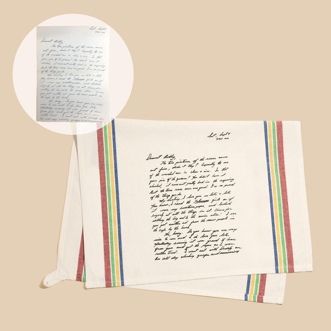 Multi Color Striped Custom Handwritten Letters Towel