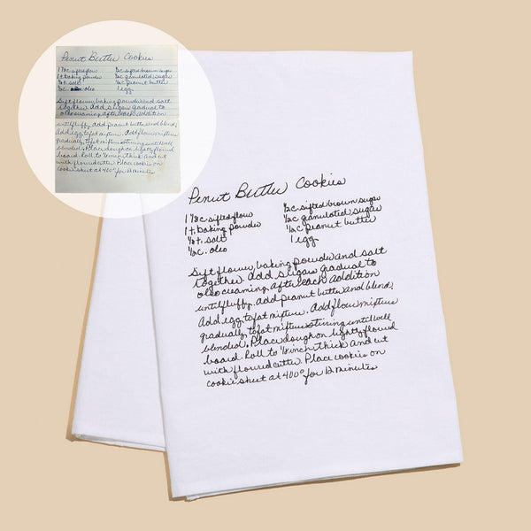 White Recipe Tea Towel