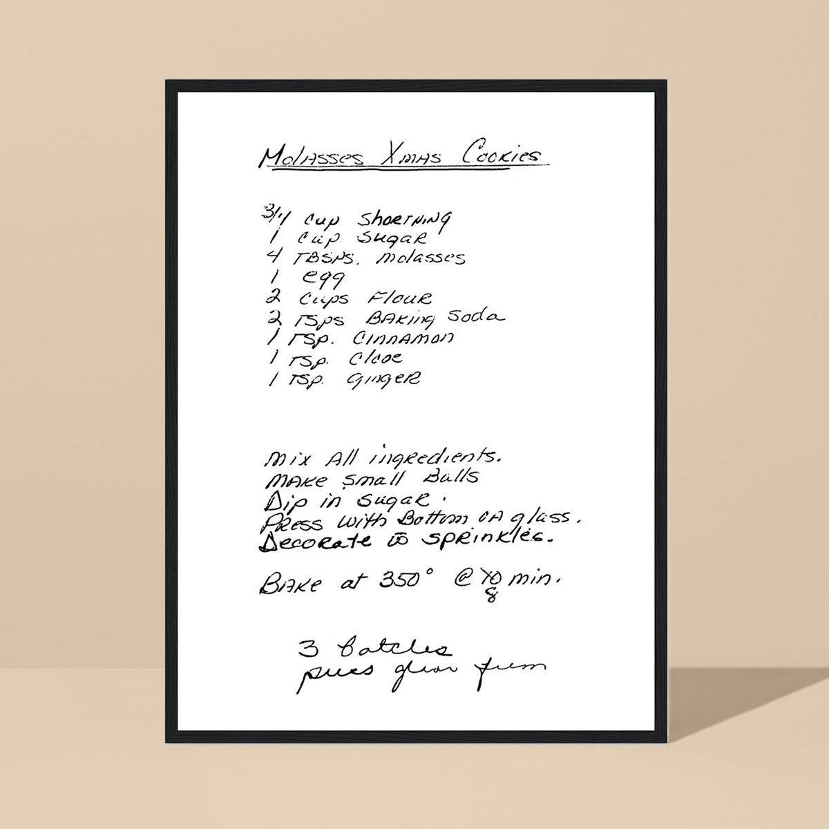 Framed Recipe Artwork