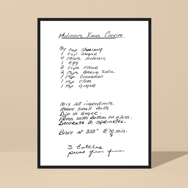 Framed Recipe Artwork