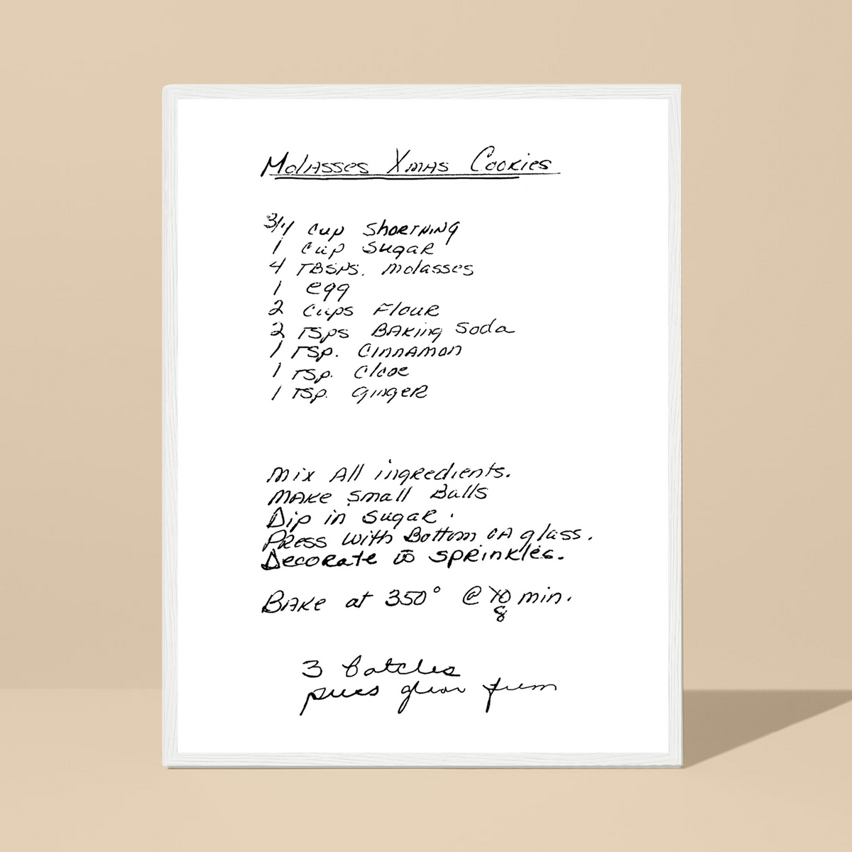 Framed Recipe Artwork