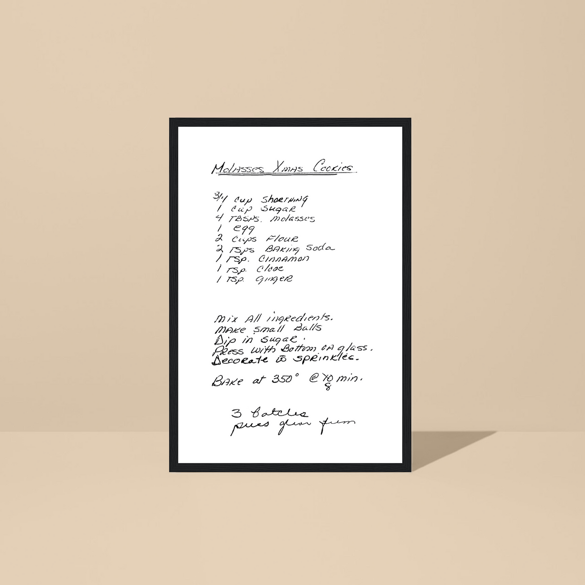 Framed Recipe Artwork