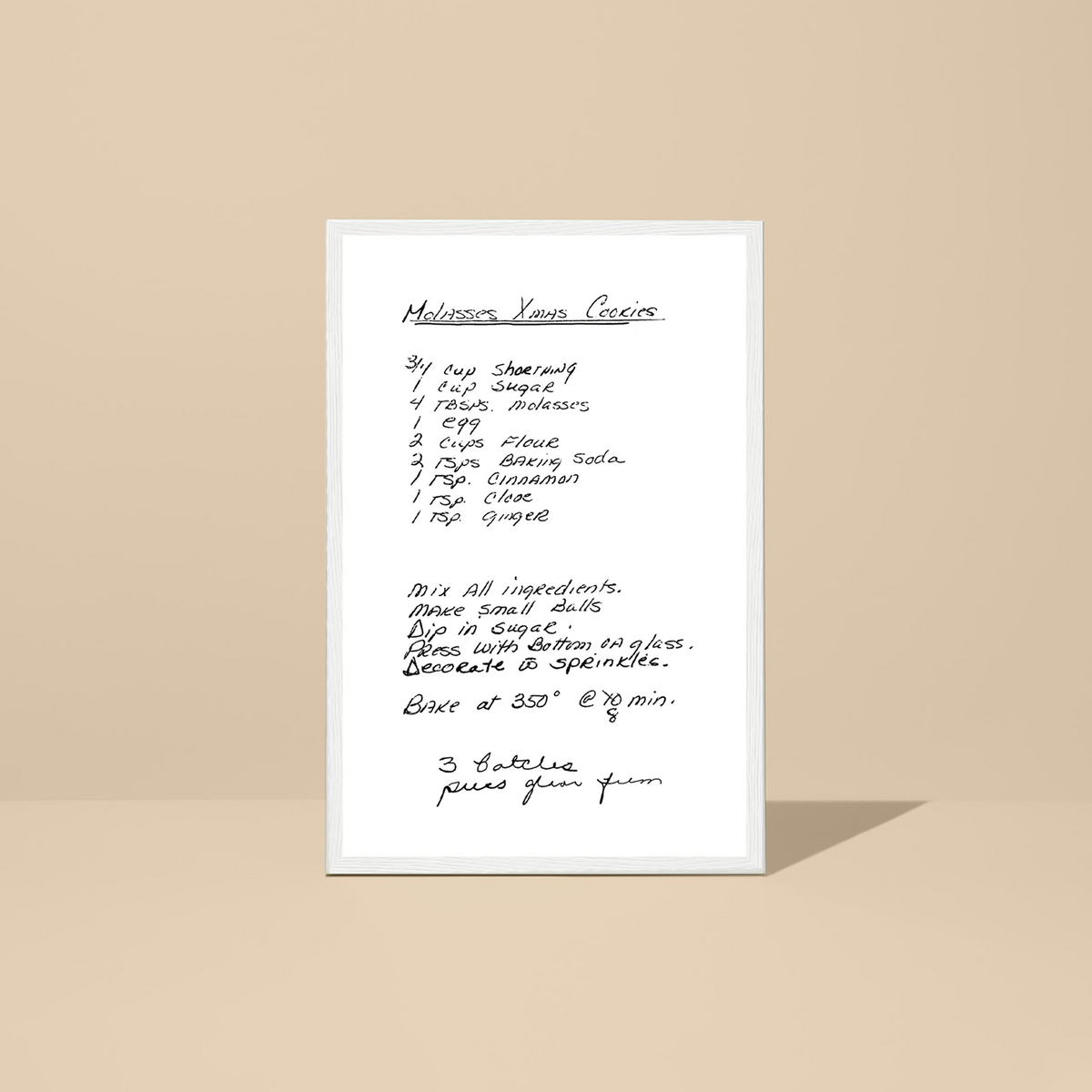 Framed Recipe Artwork