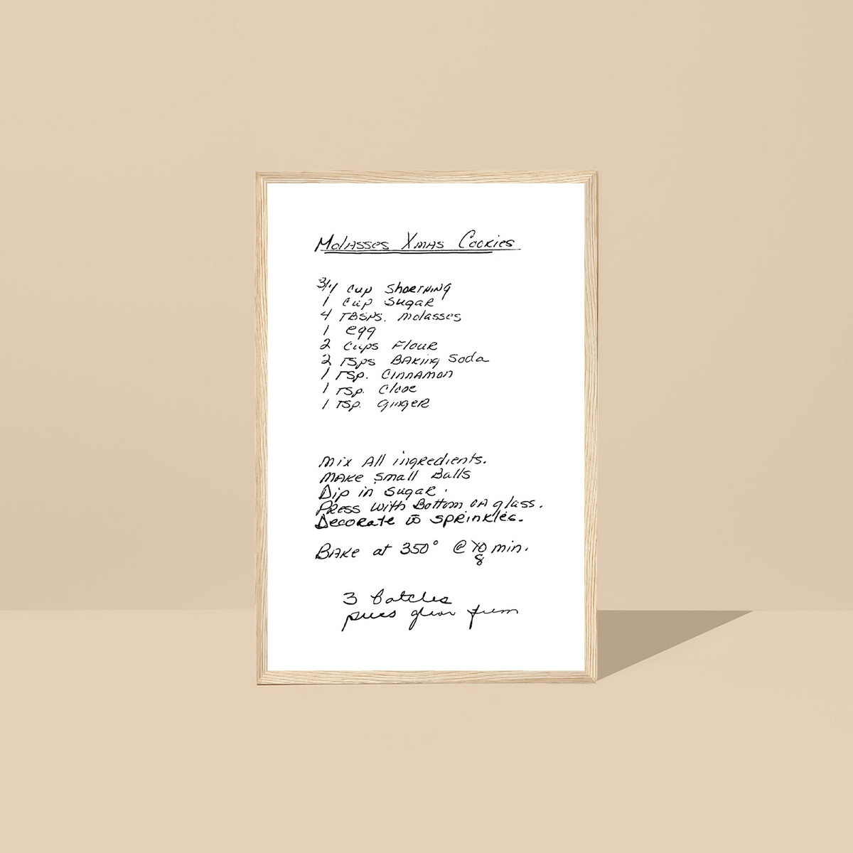 Framed Recipe Artwork