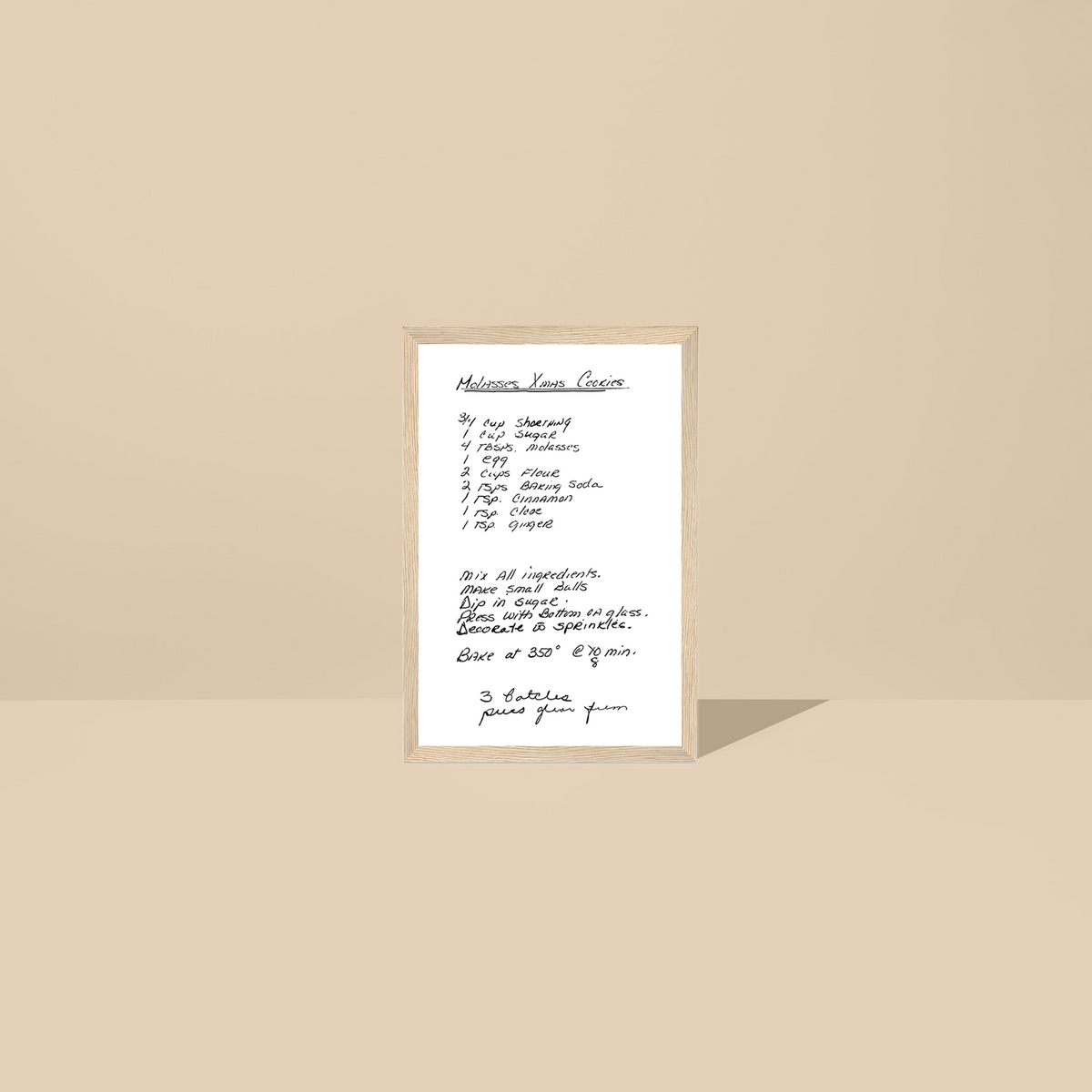 Framed Recipe Artwork
