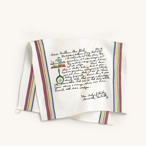 Family recipe multi striped kitchen towel. The Printed Gift