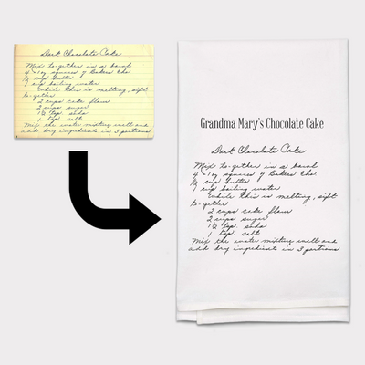 White Cotton Custom Family Recipe Tea Towel