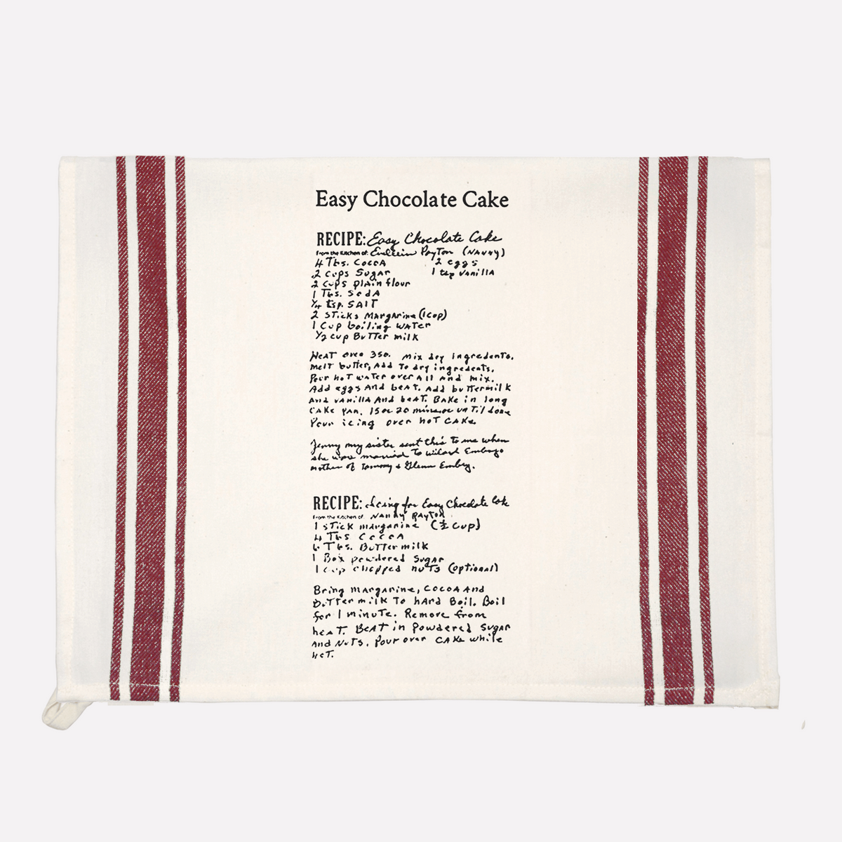 maroon stripe custom family recipe towel