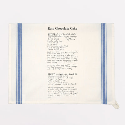 Blue Striped Custom Family Recipe Kitchen Towel - The Printed Gift