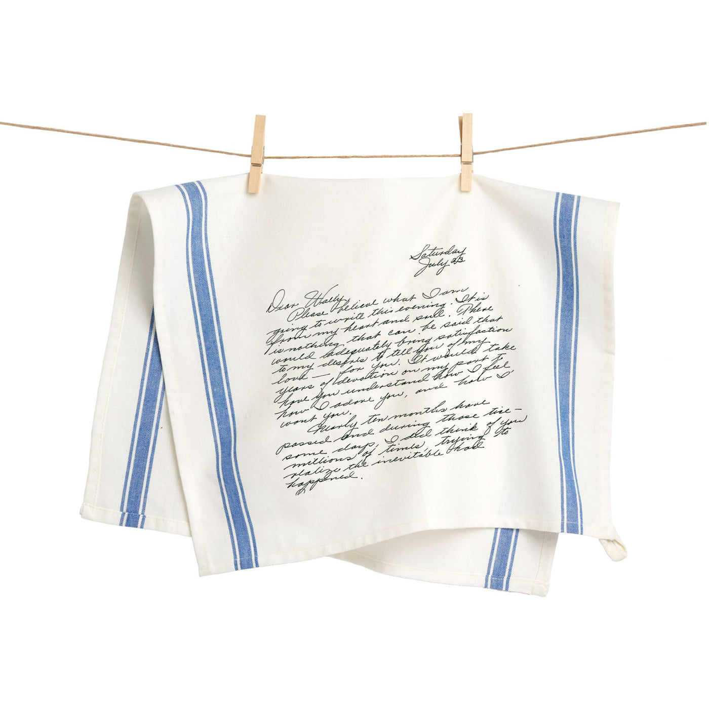 Blue Striped Custom Handwritten Letters Towel - The Printed Gift