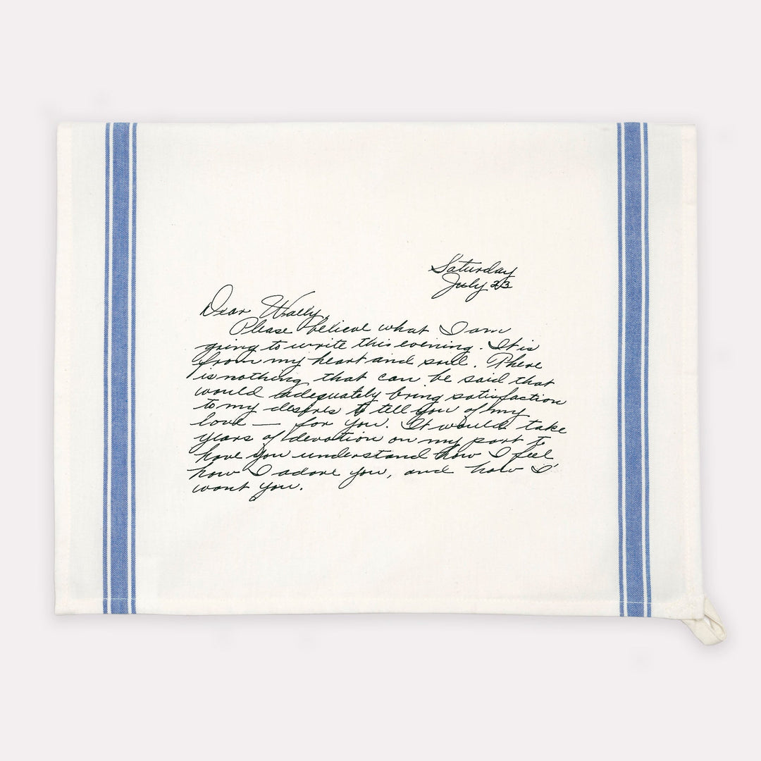 Blue Striped Custom Handwritten Letters Towel - The Printed Gift