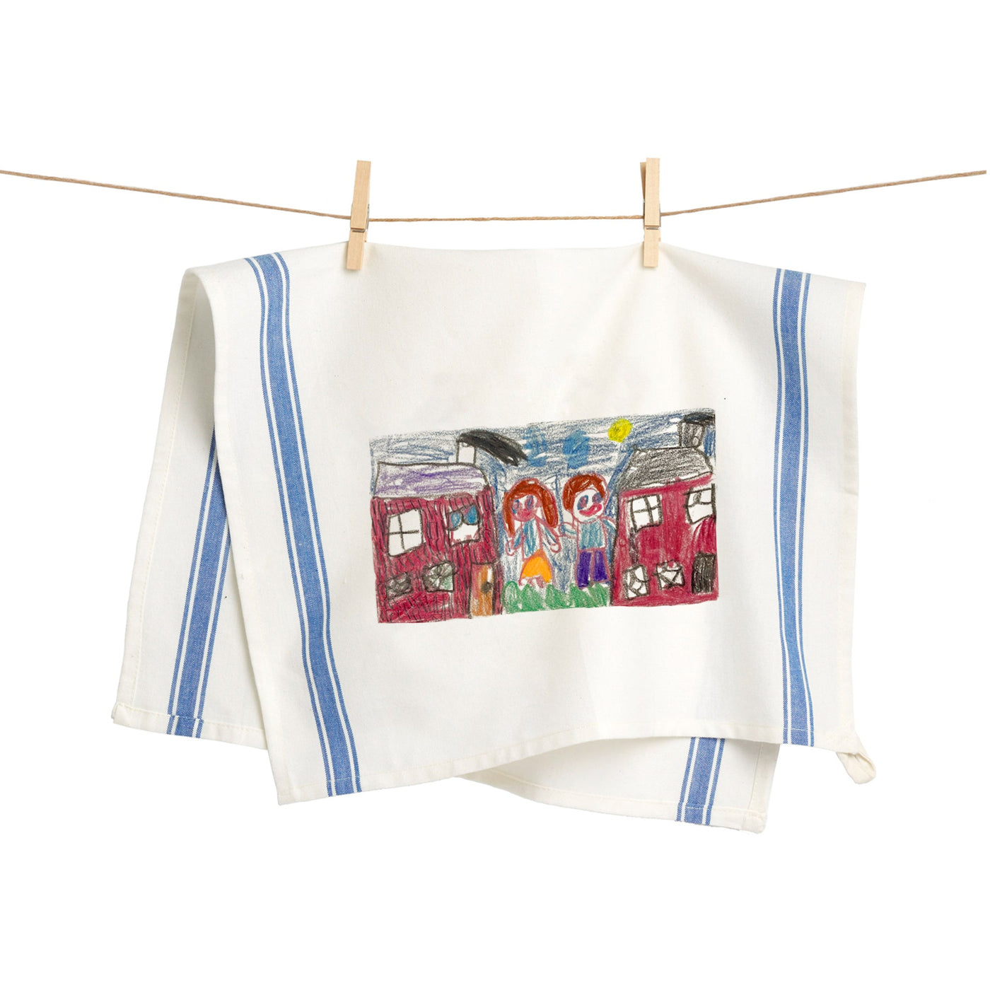 Blue Striped Custom Kids Artwork Towel - The Printed Gift