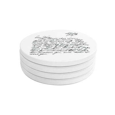 Custom Handwritten Letter Ceramic Round Coaster Set - The Printed Gift