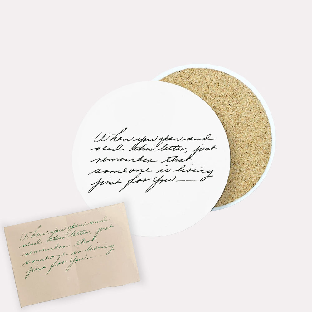 Custom Handwritten Letter Ceramic Round Coaster Set - The Printed Gift