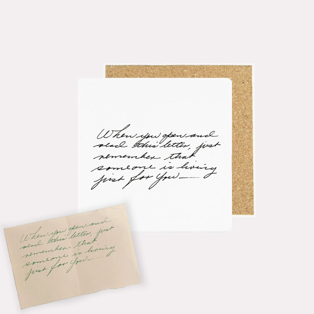 Custom Handwritten Letter Square Ceramic Coaster Set - The Printed Gift