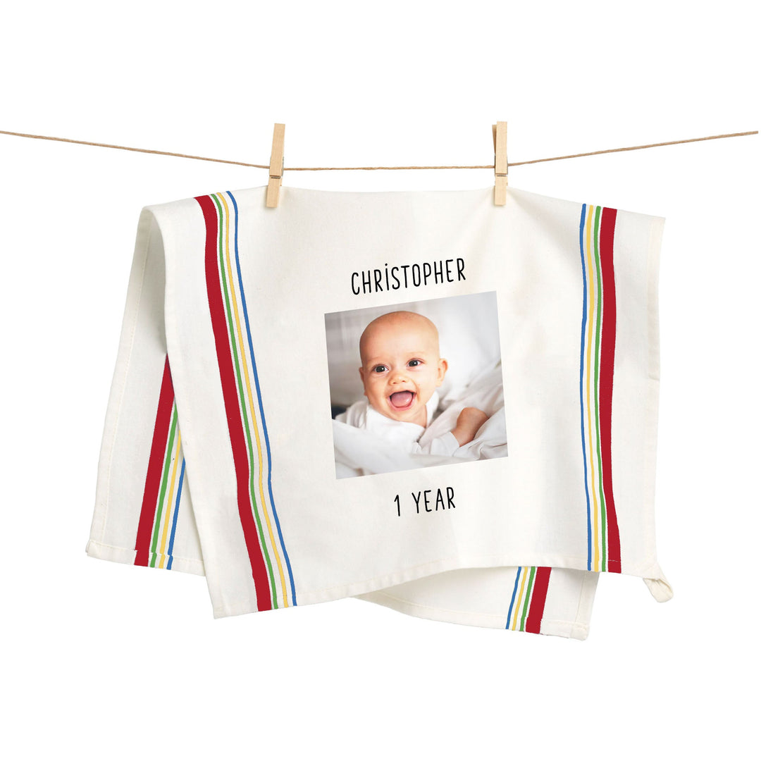 Custom Photo Vintage Multi Stripe Towel - The Printed Gift
