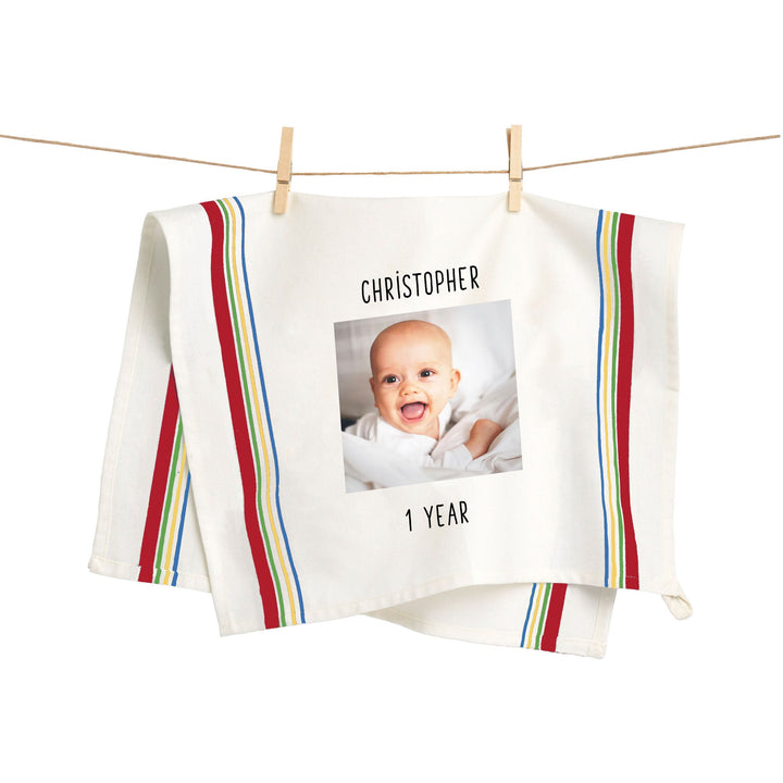 Custom Photo Vintage Multi Stripe Towel - The Printed Gift