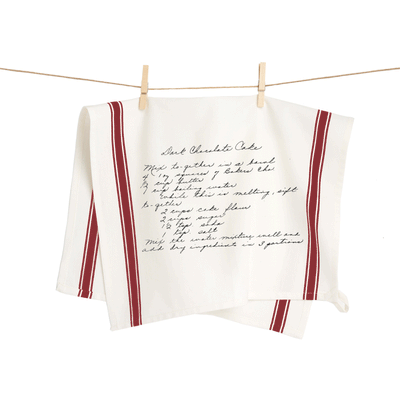 Maroon Striped Custom Family Recipe Kitchen Towel - The Printed Gift