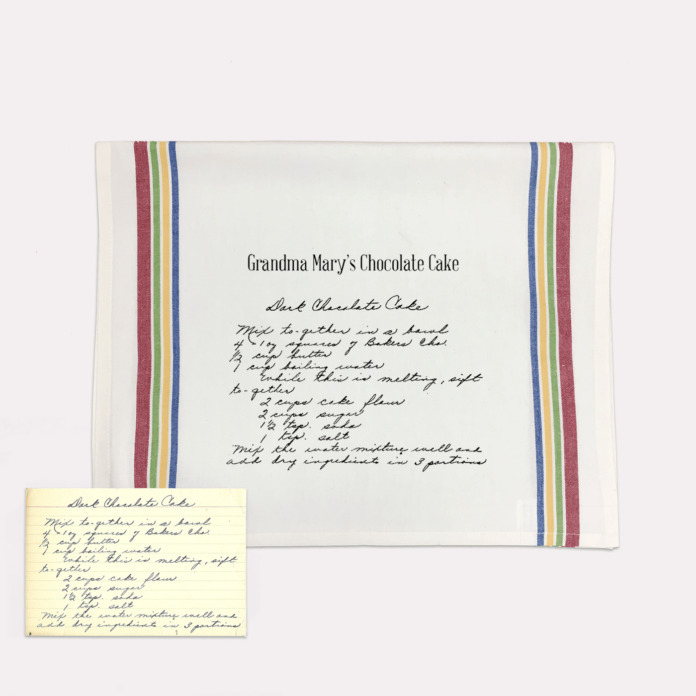 Multi Color Striped Custom Family Recipe Kitchen Towel - The Printed Gift