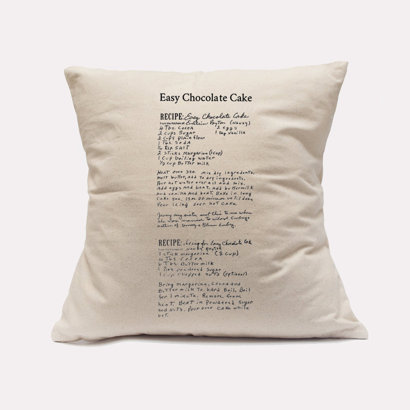 Natural Canvas Custom Family Recipe Decorative Pillow - The Printed Gift
