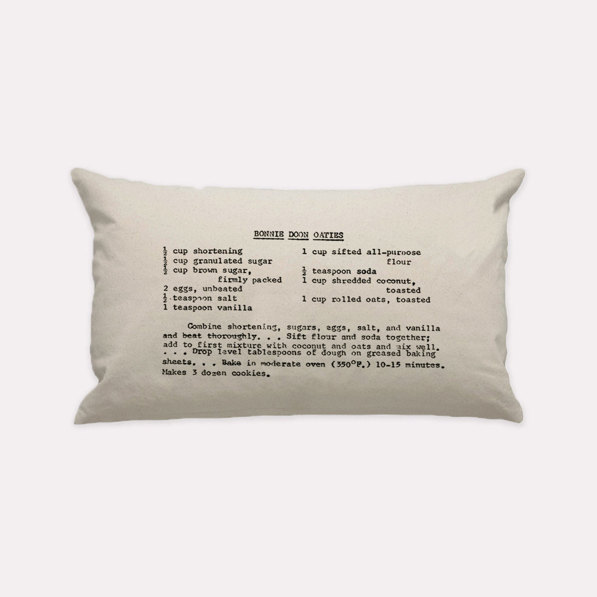 Natural Canvas Custom Family Recipe Lumbar Pillow - The Printed Gift