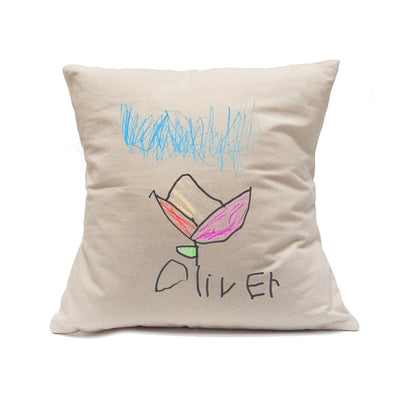 Natural Canvas Custom Kid's Artwork Decorative Pillow - The Printed Gift