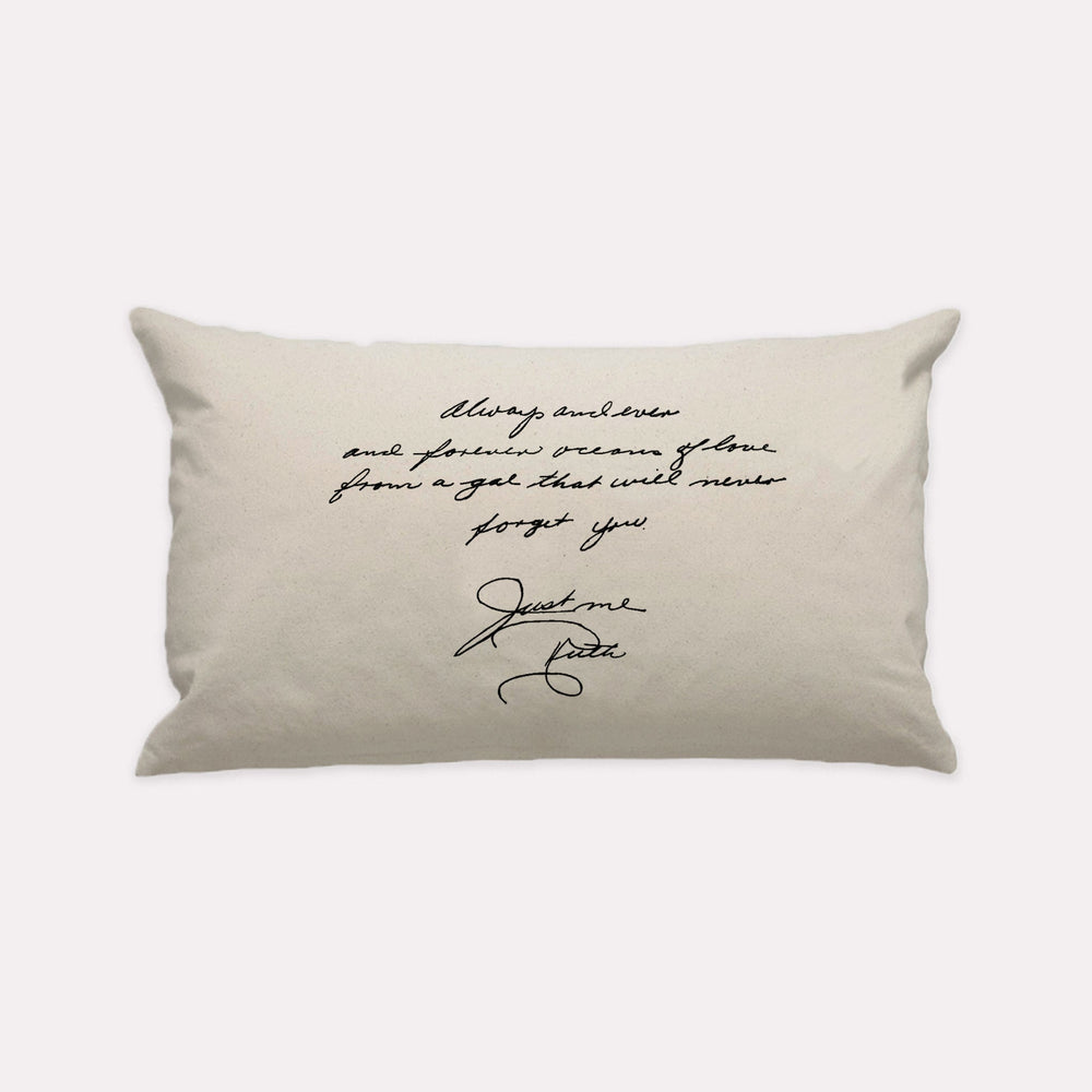 Natural Custom Handwritten Letter Lumbar Pillow - The Printed Gift