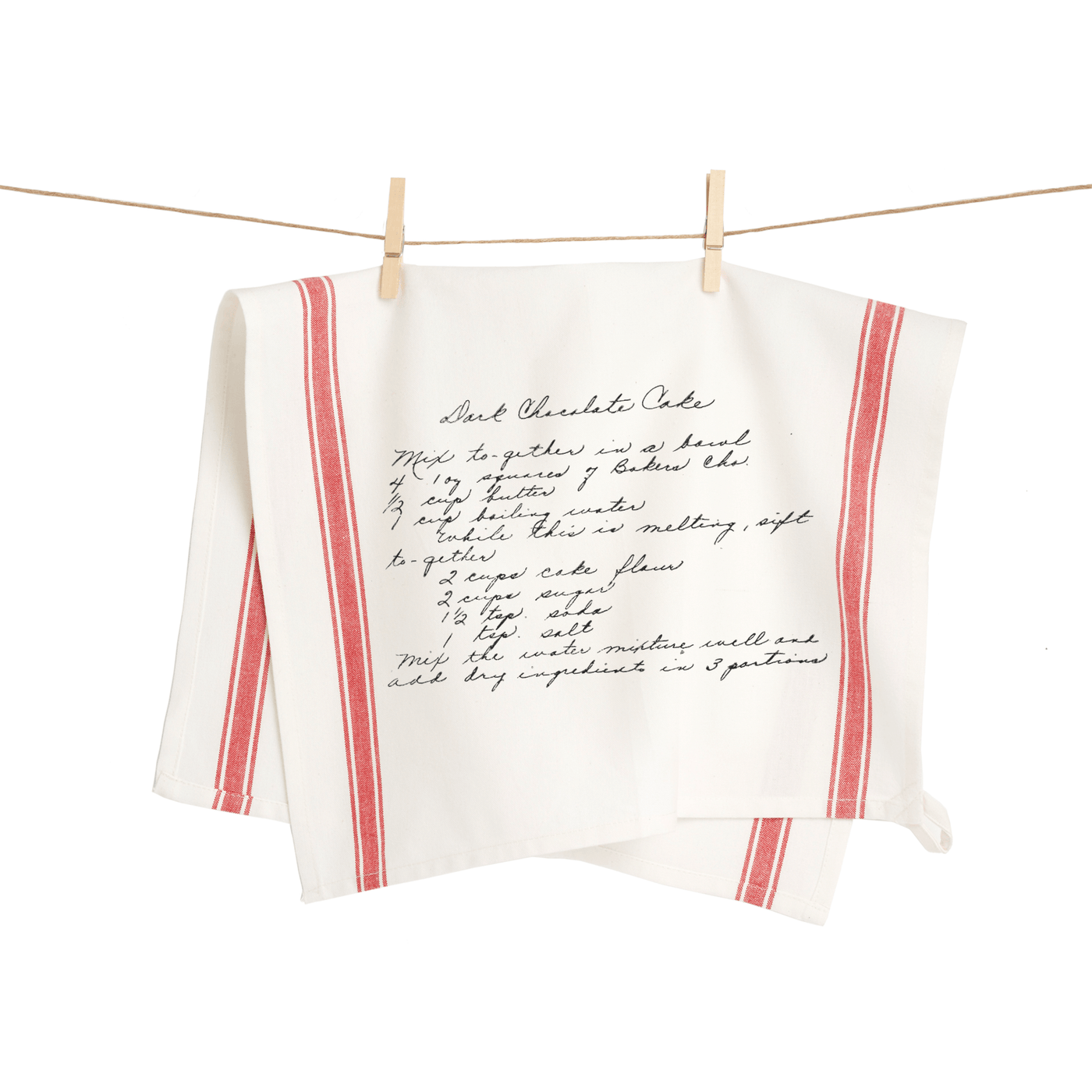 Red Striped Custom Family Recipe Kitchen Towel - The Printed Gift