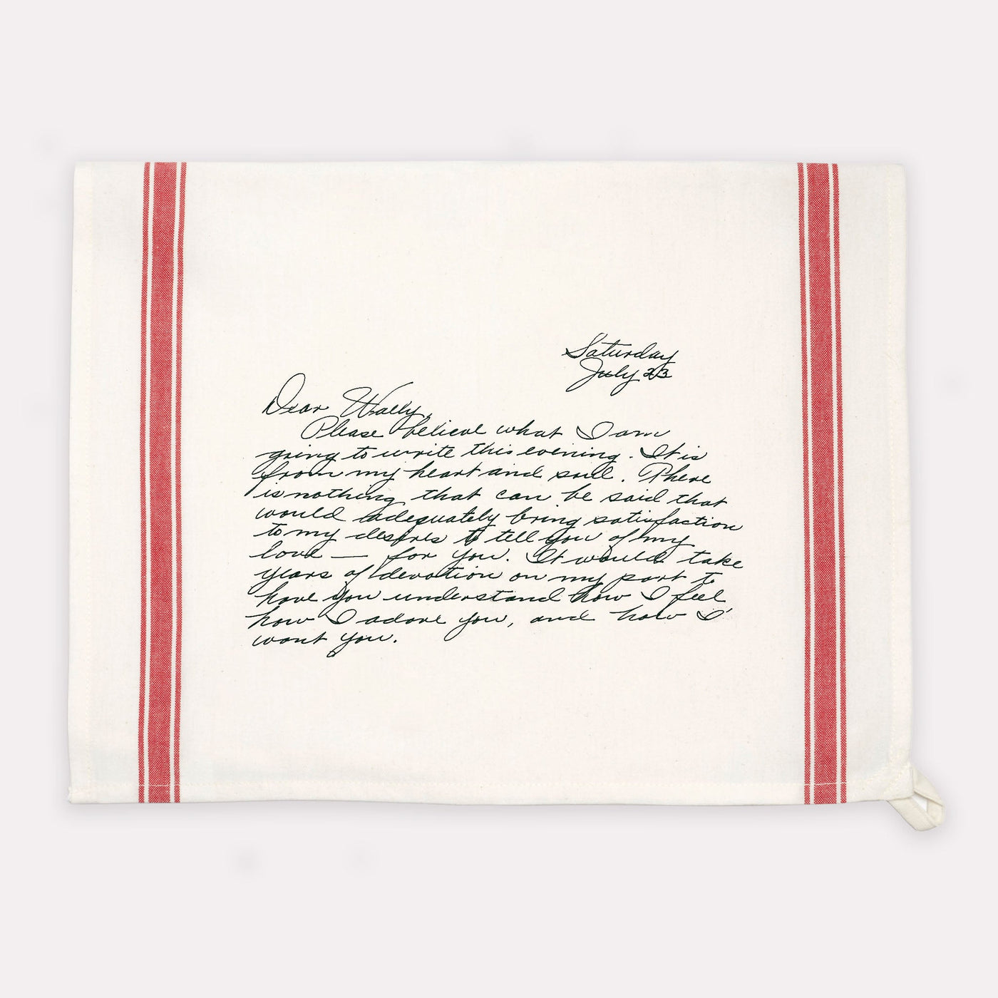 Red Striped Custom Handwritten Letters Towel - The Printed Gift