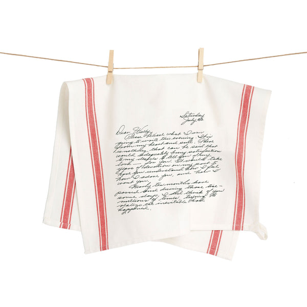 Red Striped Custom Handwritten Letters Towel - The Printed Gift
