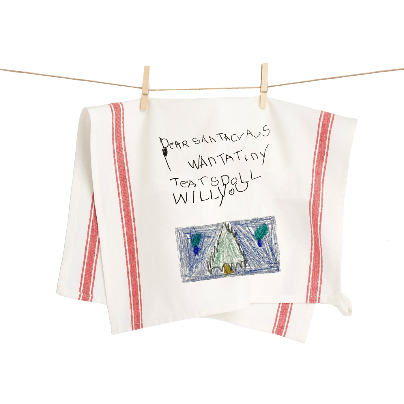 Red Striped Custom Kids Artwork Towel - The Printed Gift