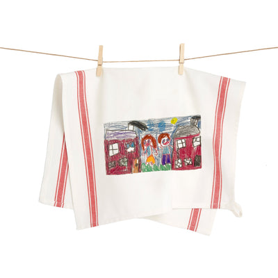 Red Striped Custom Kids Artwork Towel - The Printed Gift