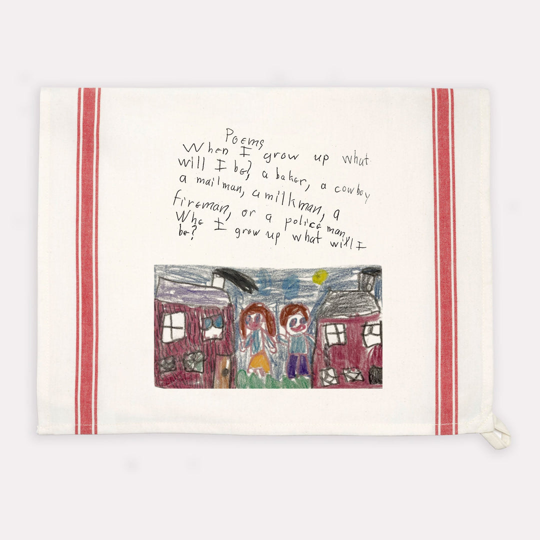 Red Striped Custom Kids Artwork Towel - The Printed Gift