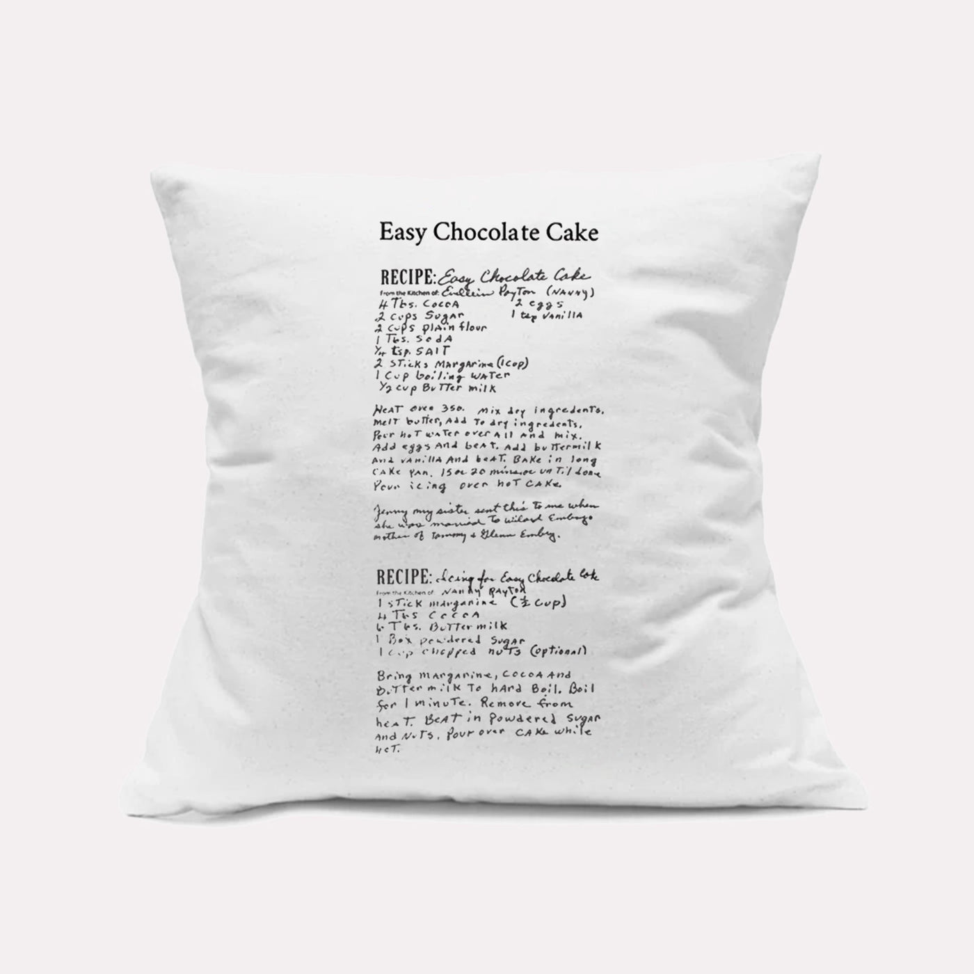 White Canvas Custom Family Recipe Decorative Pillow - The Printed Gift