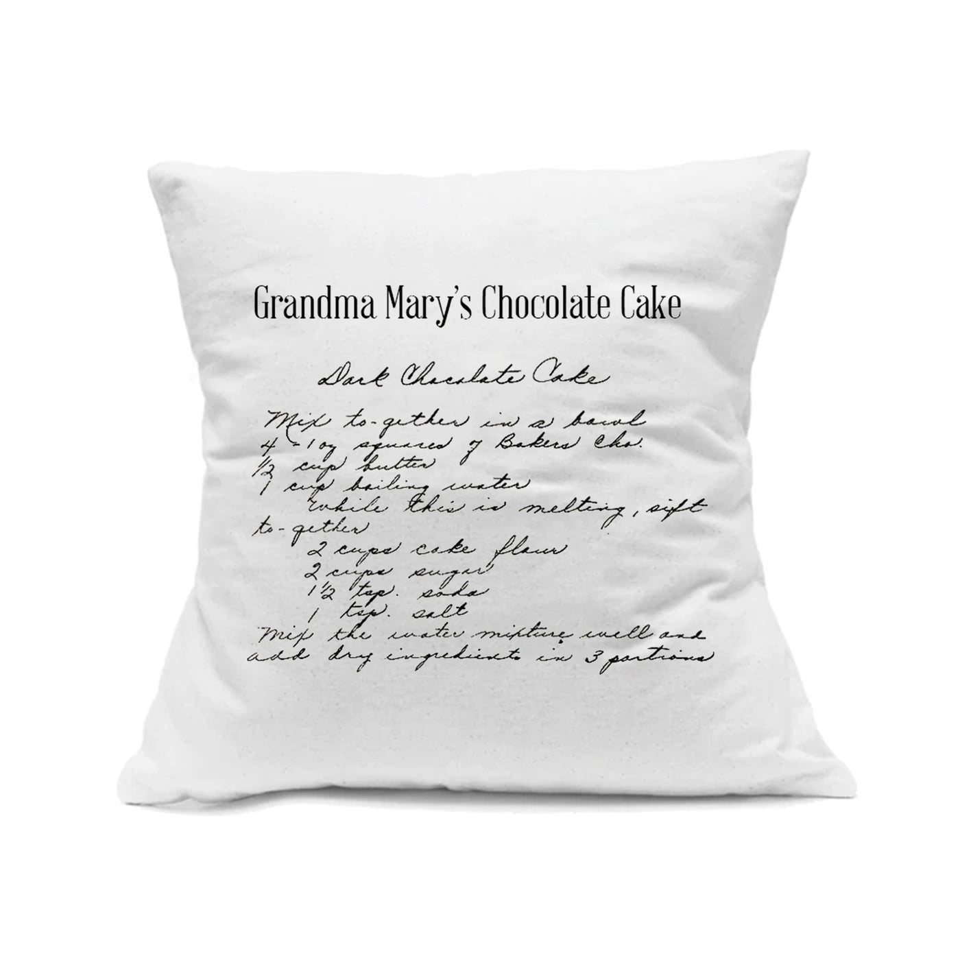 White Canvas Custom Family Recipe Decorative Pillow - The Printed Gift