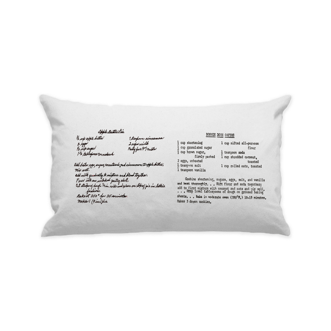 White Canvas Custom Family Recipe Lumbar Pillow - The Printed Gift