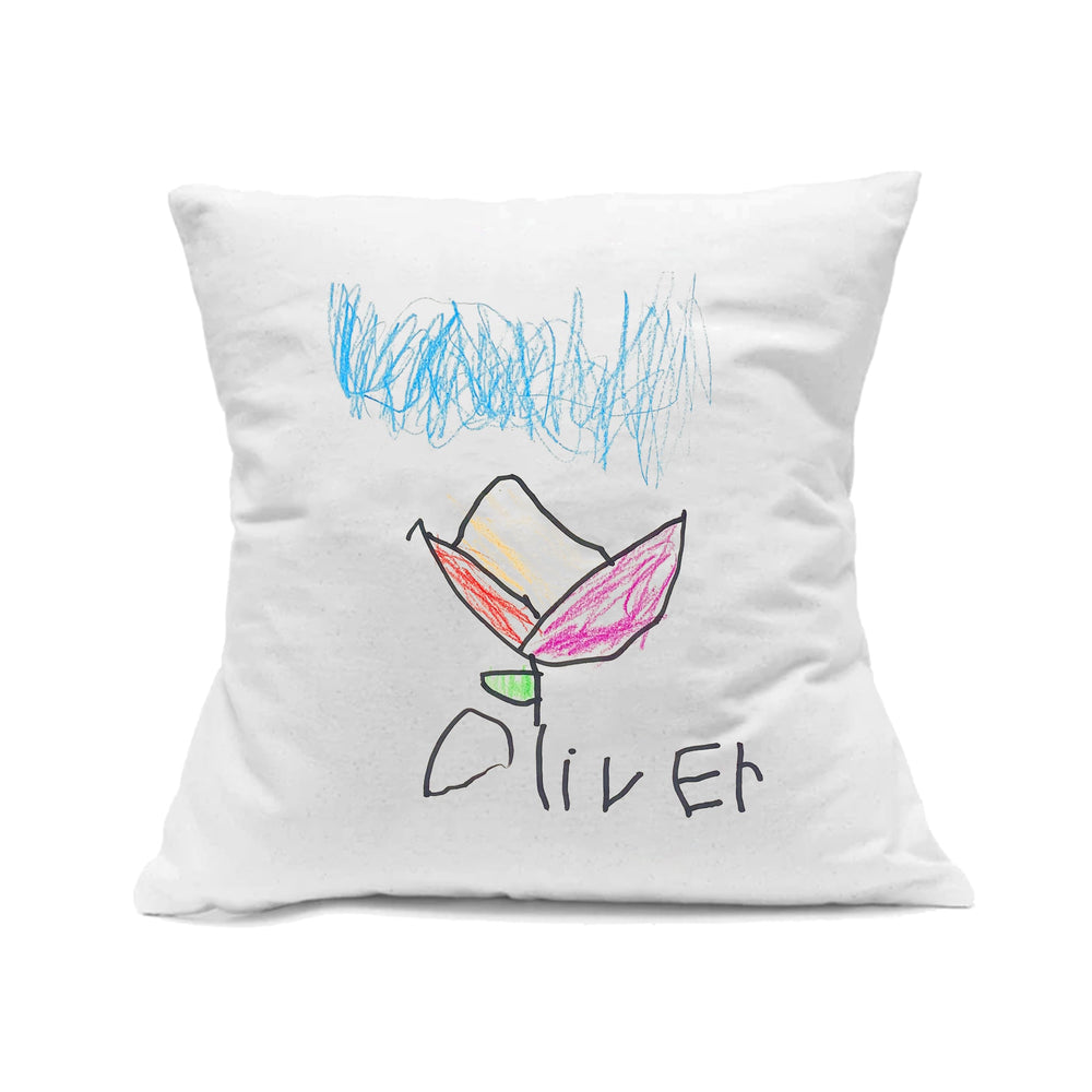 White Canvas Custom Kid's Artwork Decorative Pillow - The Printed Gift